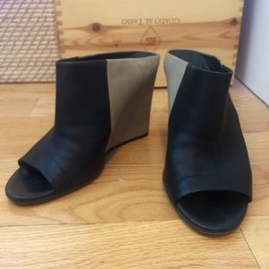 Vince Black and Nude Karin Two Tone Wedge Sandals